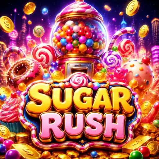 Cartão do slot Sugar Rush com doces coloridos